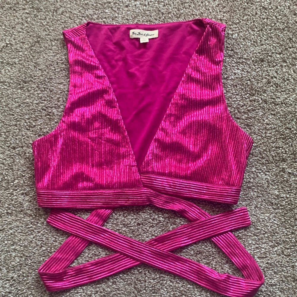 For Love & Lemons Women's Pink Wrap Top